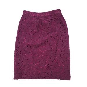 Cabi Frolic Lace Pencil Skirt Zip Lace Purple Size 0 Lined Career Party Small